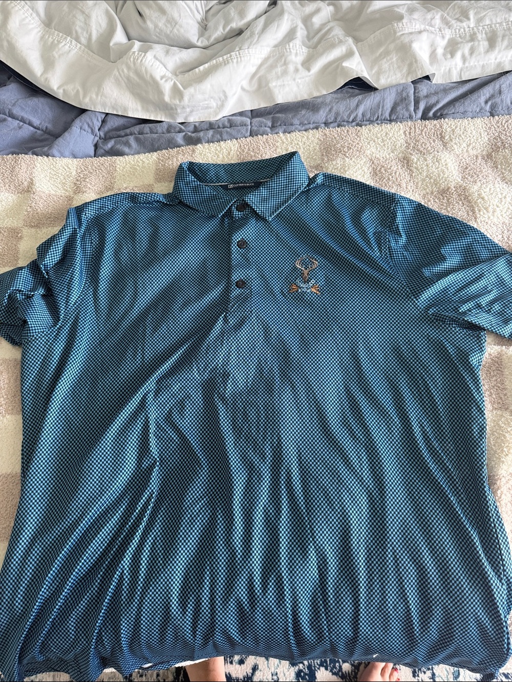 Men's Blue Micro-Pattern Golf Polo - Tobacco Road Course